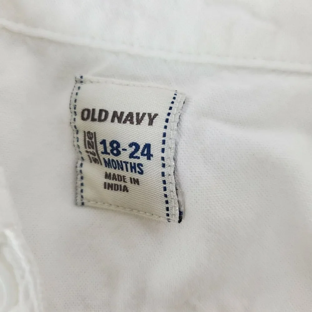 Old Navy Baby Button Up Shirt LS White‎ 18-24M Collar